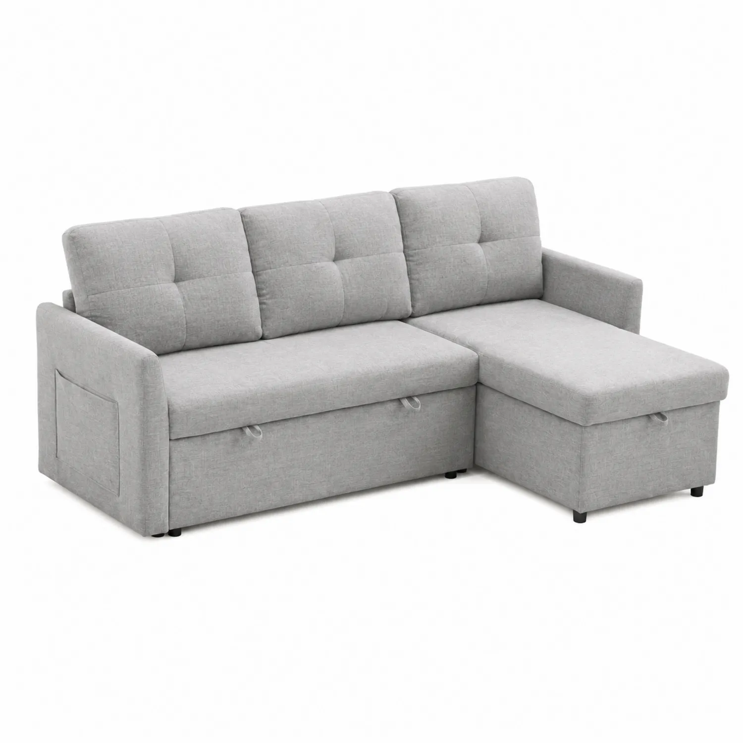 Sofa narożna z funkcją spania szara poliester