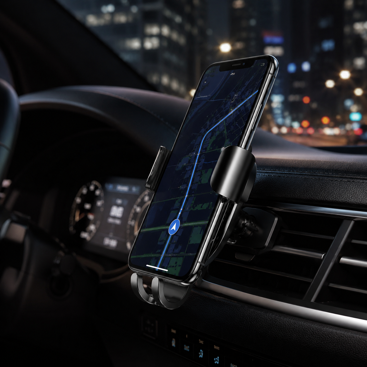 Autós telefontartó kerek tartóval az autó navigációjához és szellőzőnyílásaihoz, egyszerű és könnyen használható, gravitációálló.