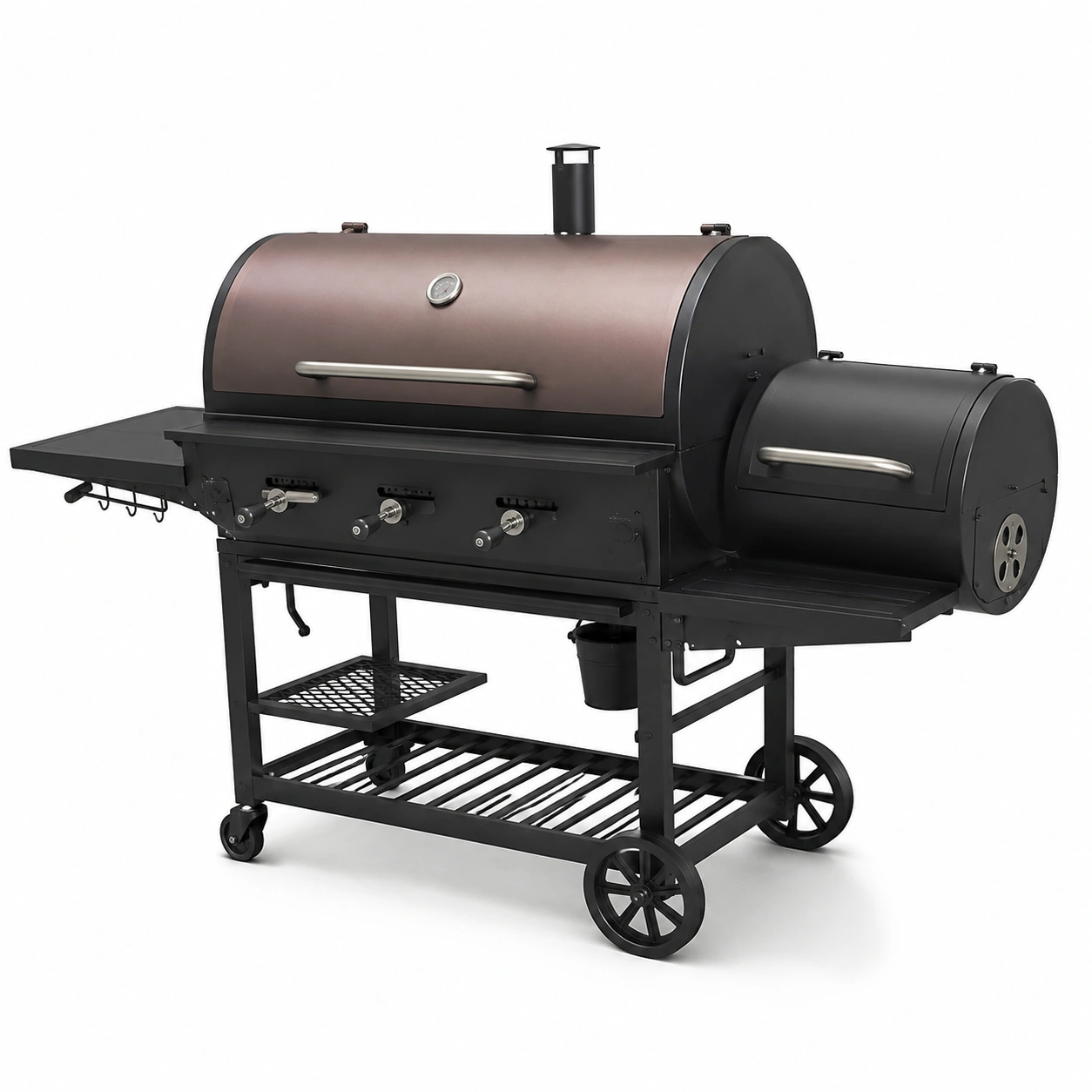 Grill wedzarnia z komora boczna - Czarny