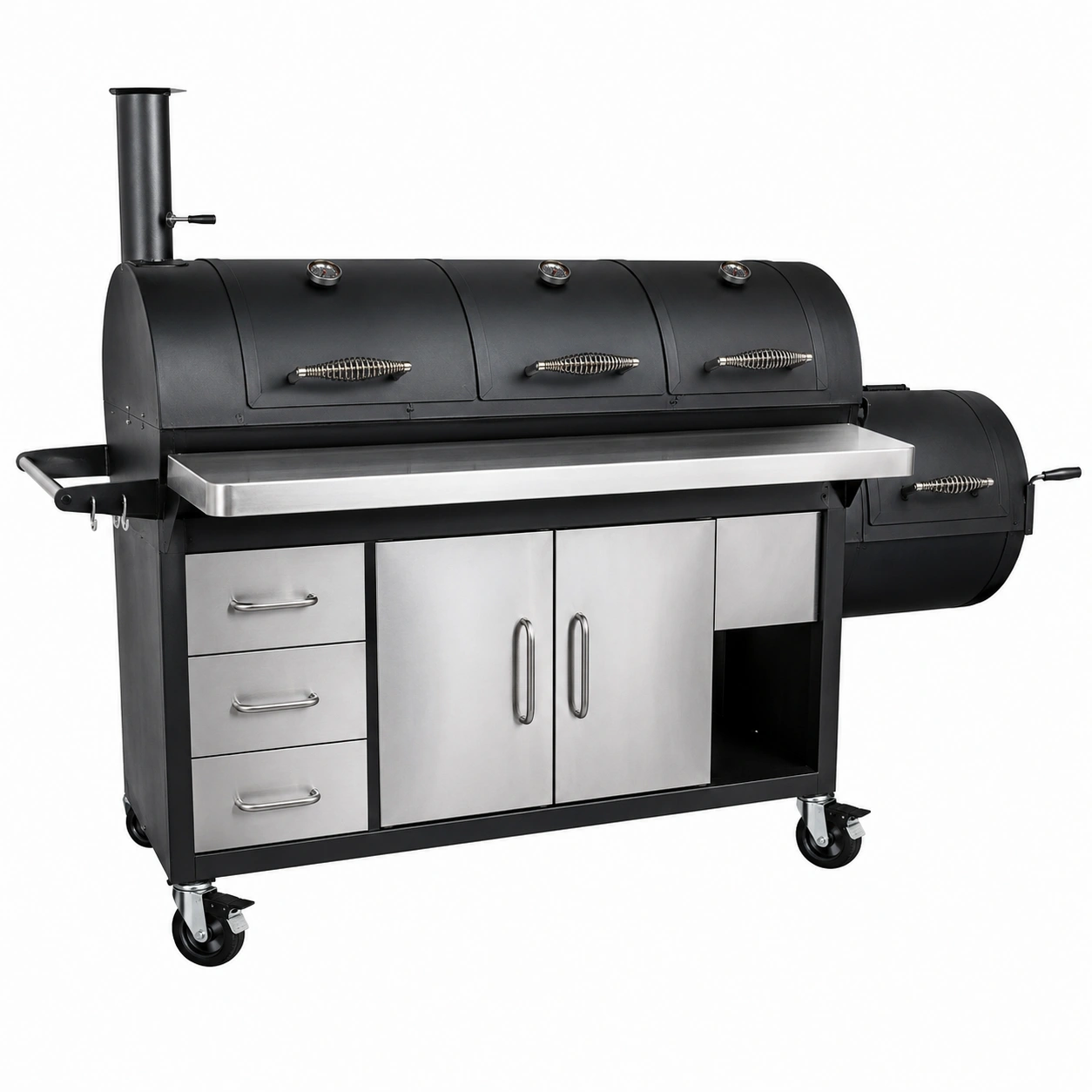 Profesjonalny grill BBQ z szafkami - Czarny