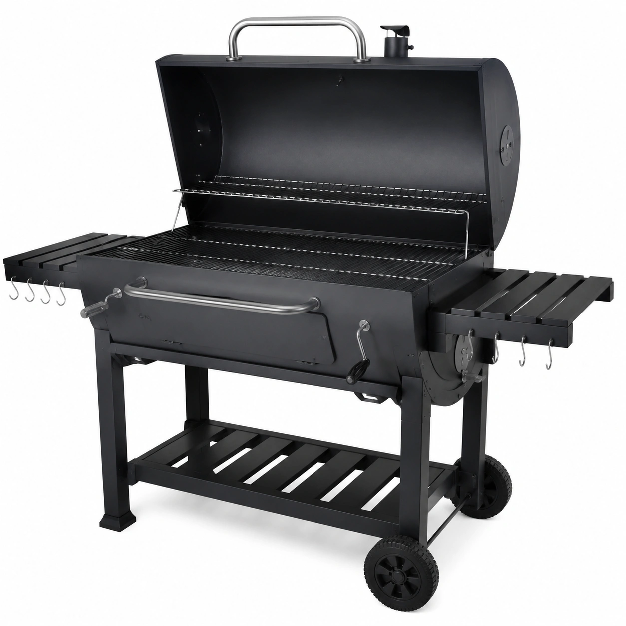 Duzy grill ogrodowy z rusztem BBQ - Czarny