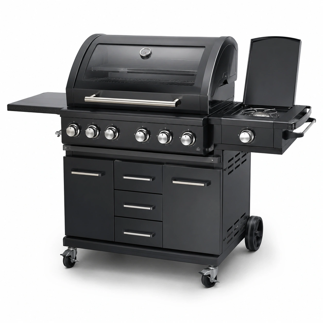 Grill gazowy premium z szafkami – Czarny