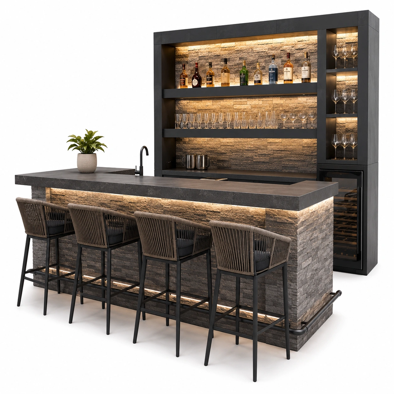 Luksusowy bar ogrodowy LED – Grafitowy