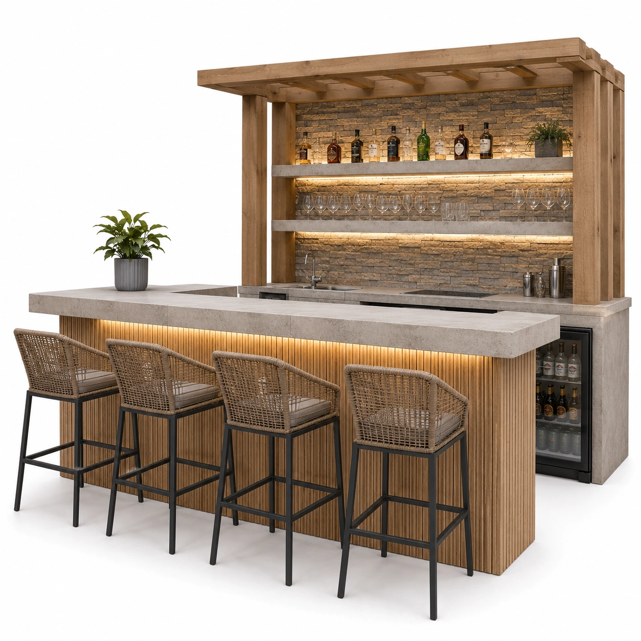 Drewniany bar tarasowy premium – Naturalny debowy
