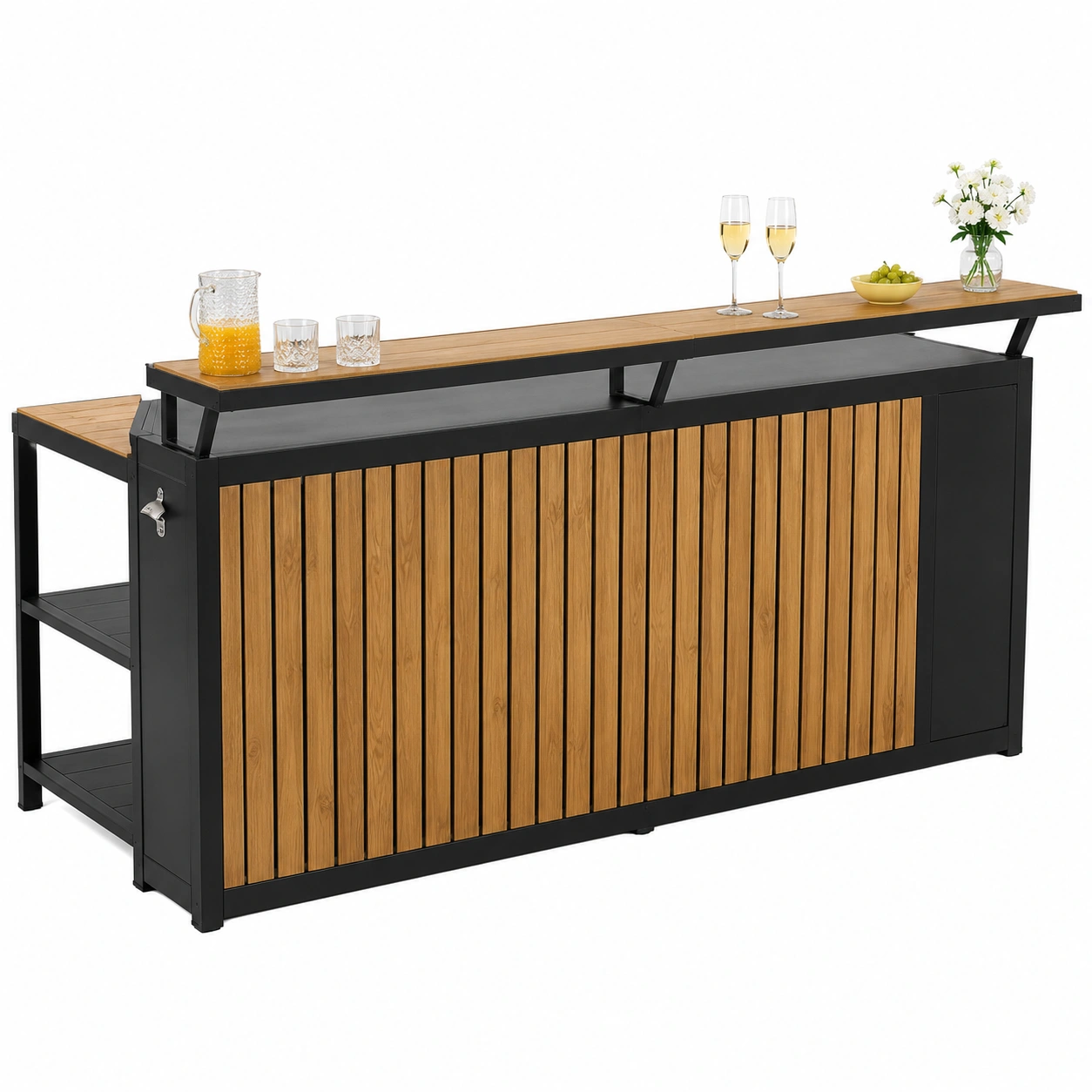 Nowoczesny bar tarasowy minimalistyczny – Czarny i debowy