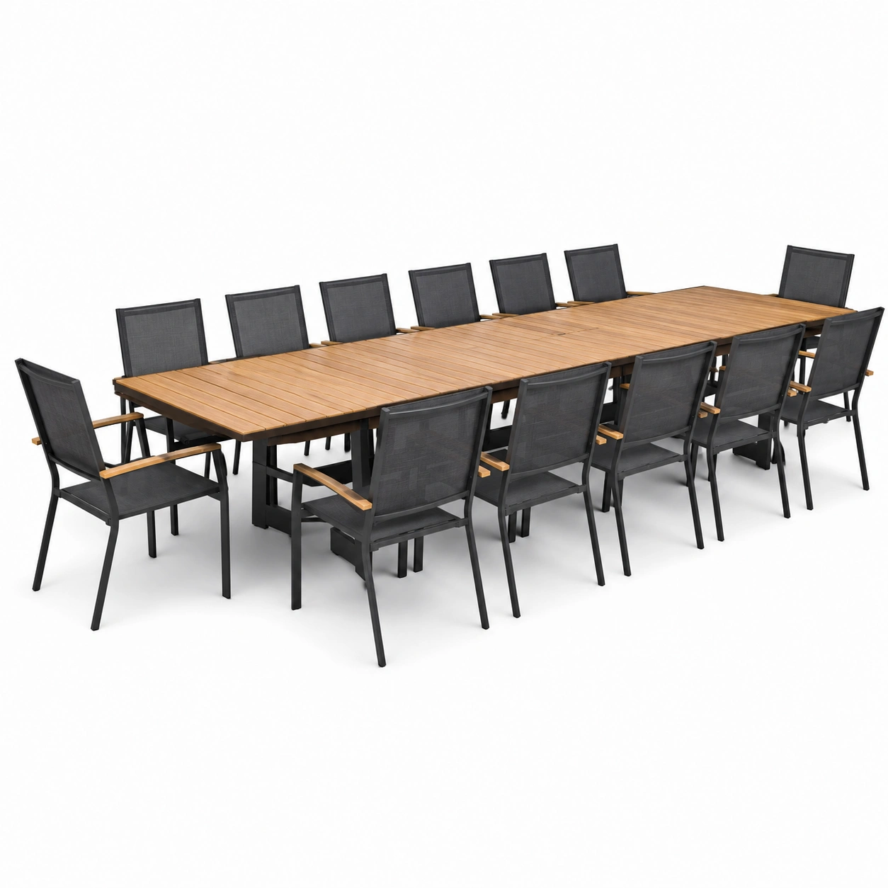 Nowoczesny zestaw jadalniany outdoor XXL – Jasnobrazowy