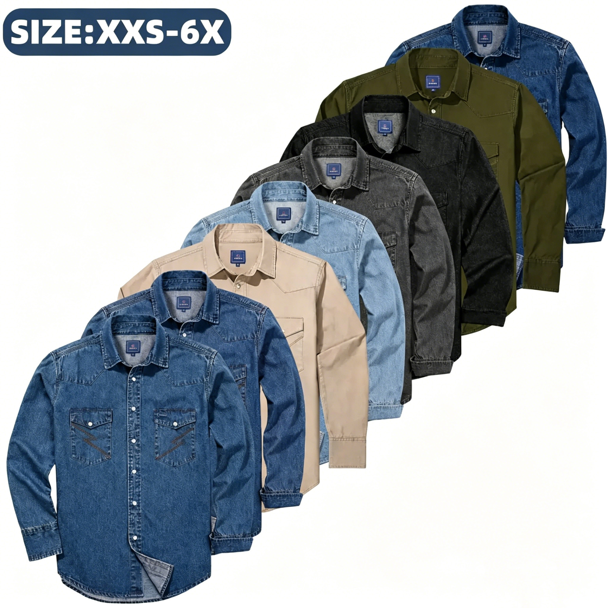 🔥HOT-SALE 🔥Men's Long Sleeve Stone-Washed and Pre-Washed Denim Work Shirt
