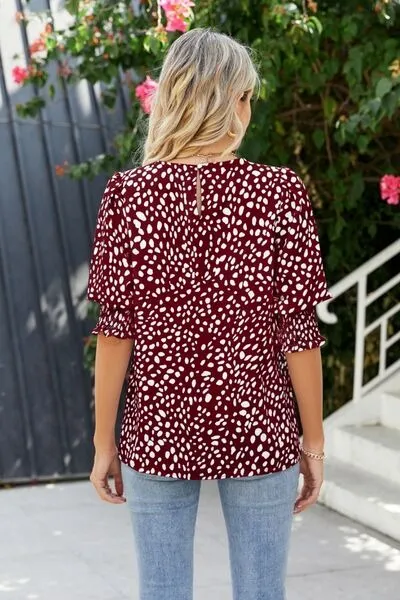 Cicy Bell Women's Polka Dot 3/4 Sleeve Blouse Tops Ladies Casual Office Work Crew Neck T-Shirt Spring Soft Crewneck