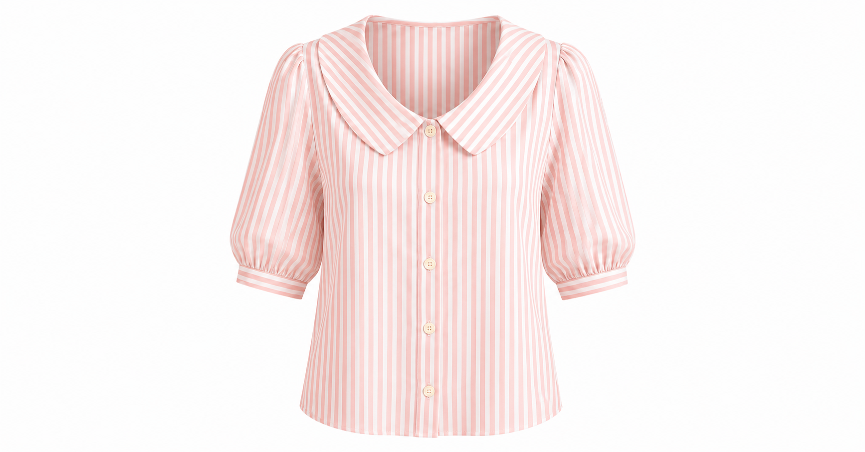 Women's Peter Pan Collar Striped Cotton Linen Shirt