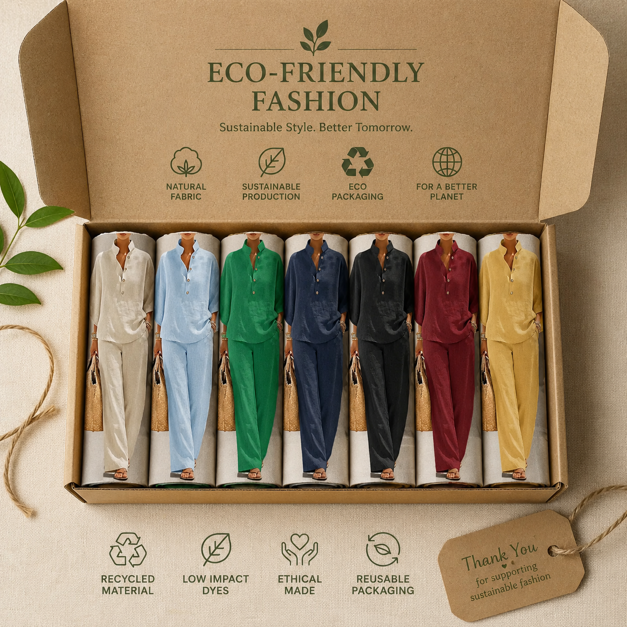 Women’s Batwing Sleeve Linen Cotton Two-Piece Set – Casual Shirt & Wide Leg Pants Outfit