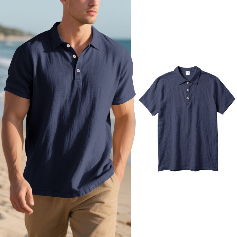 Men's Lightweight Linen Polo Shirt for Summer Comfort