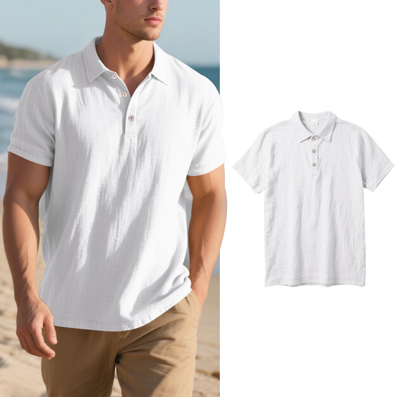 Men's Lightweight Linen Polo Shirt for Summer Comfort