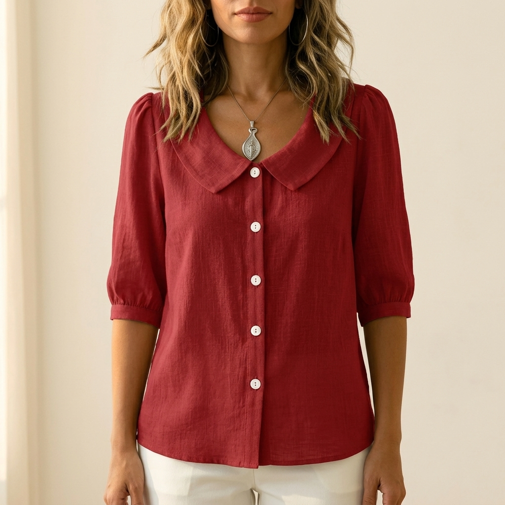 ❤Retro Peter Pan Collar Button Up Blouse