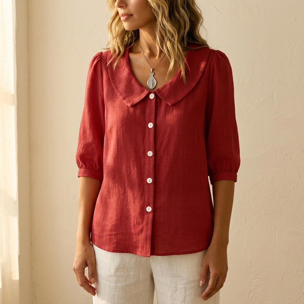 ❤Retro Peter Pan Collar Button Up Blouse