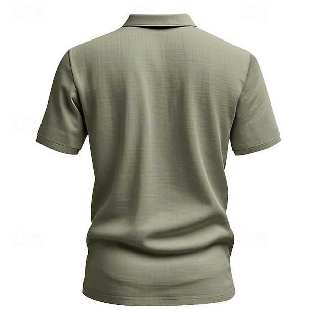 Men's Lightweight Linen Polo Shirt for Summer Comfort