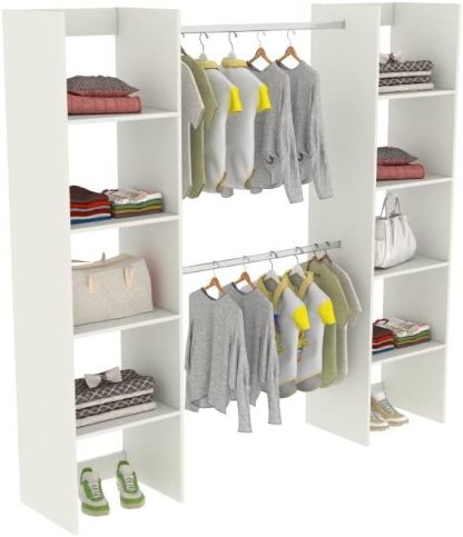 AFA Closet De Madera Multifuncional 150 hasta 200 cm Ajustable (Blanco)