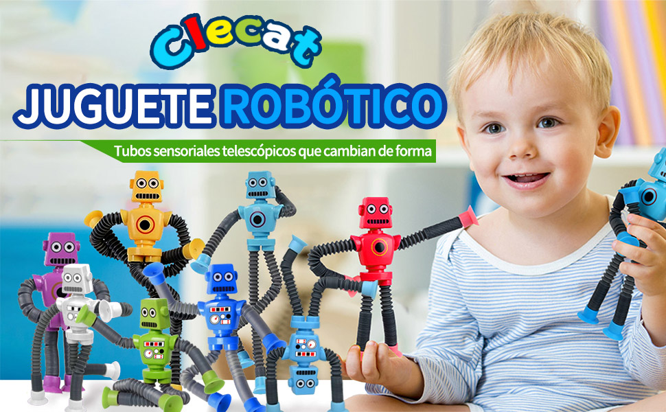 8 juguetes telescópicos de ventosa con robot de ventosa