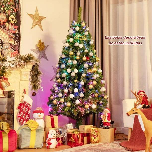 Costway 180 cm Árbol de Navidad de Fibra Artificial Abeto con Soporte de Metal Decoración de Fiesta para Casa Oficina Tienda Costway Modern