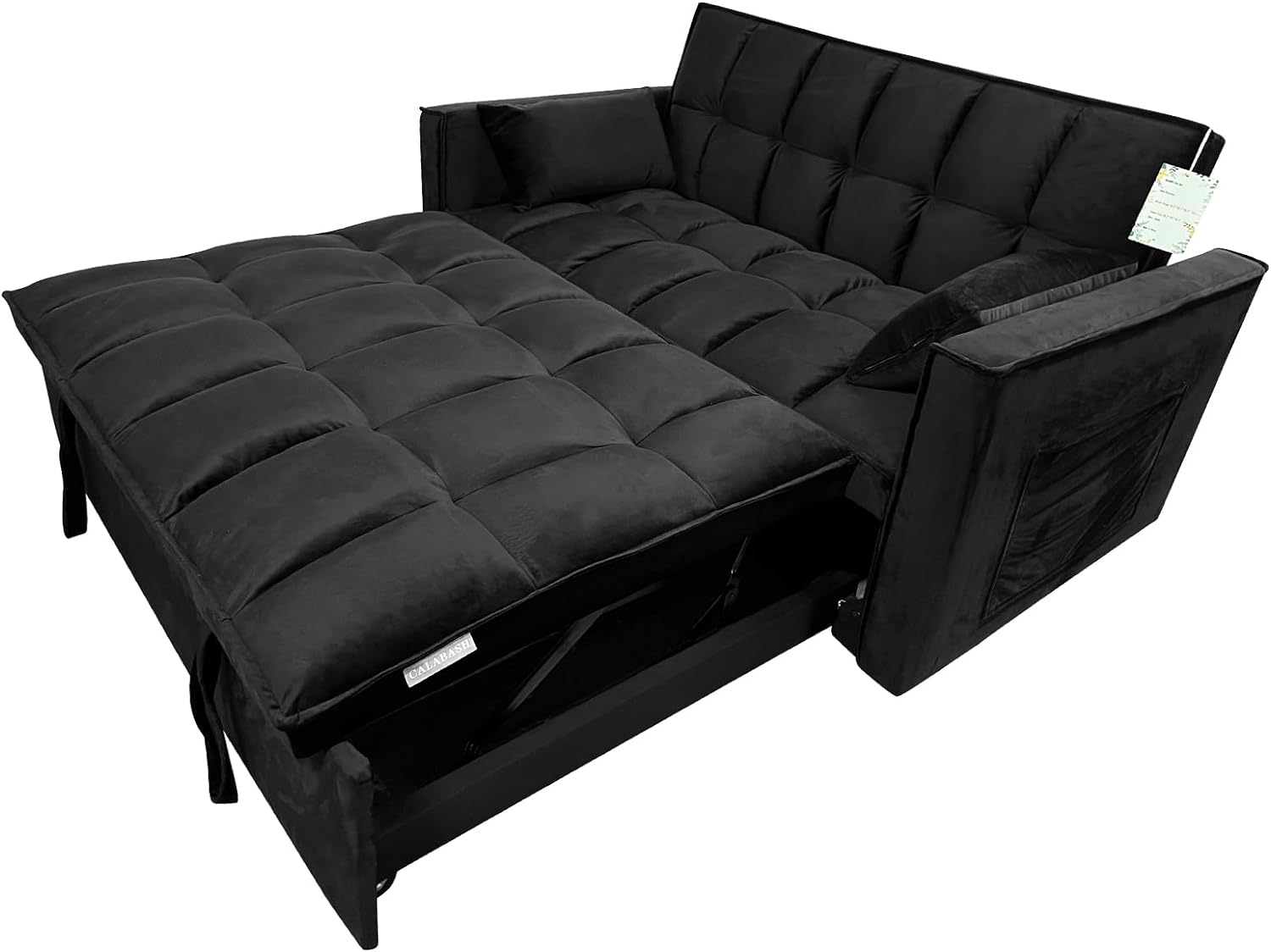 CALABASH Sofá convertible de 55 pulgadas 3 en 1 sofá de terciopelo pequeño con cama extraíble, respaldo reclinable, almohadas y bolsillos, futón para sala de estar, departamento, oficina