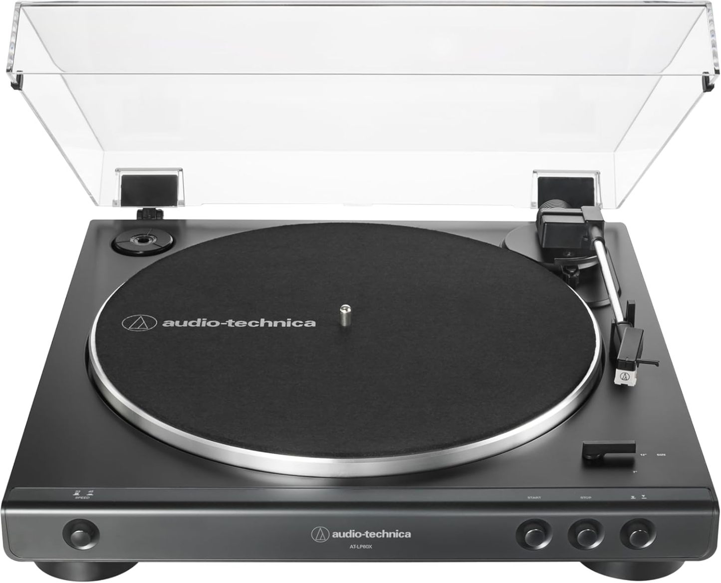 Audio-Technica - Tocadiscos AT-LP60X-BK totalmente automático con transmisión por correa, velocidades de 33/45 RPM (negro)