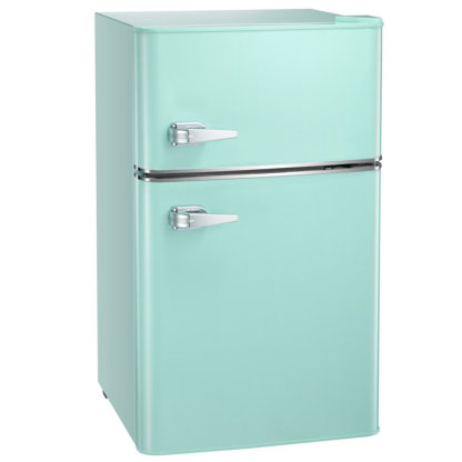 R.W.FLAME Puerta doble 3.2 Cu. Pie. Frigorífico compacto Mini frigorífico con congelador
