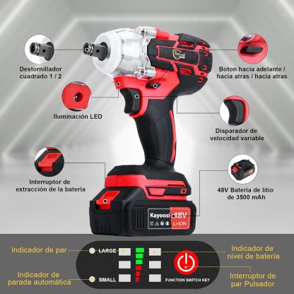 Kayoosi Taladro Electrico Inalámbrico y Juego de Llave de Impacto, con 2 Baterías Recargables de Iones de Litio y Cargador, con 33 Accesorios, Incluidas Tomas de Corriente, con Kit de Montaje.