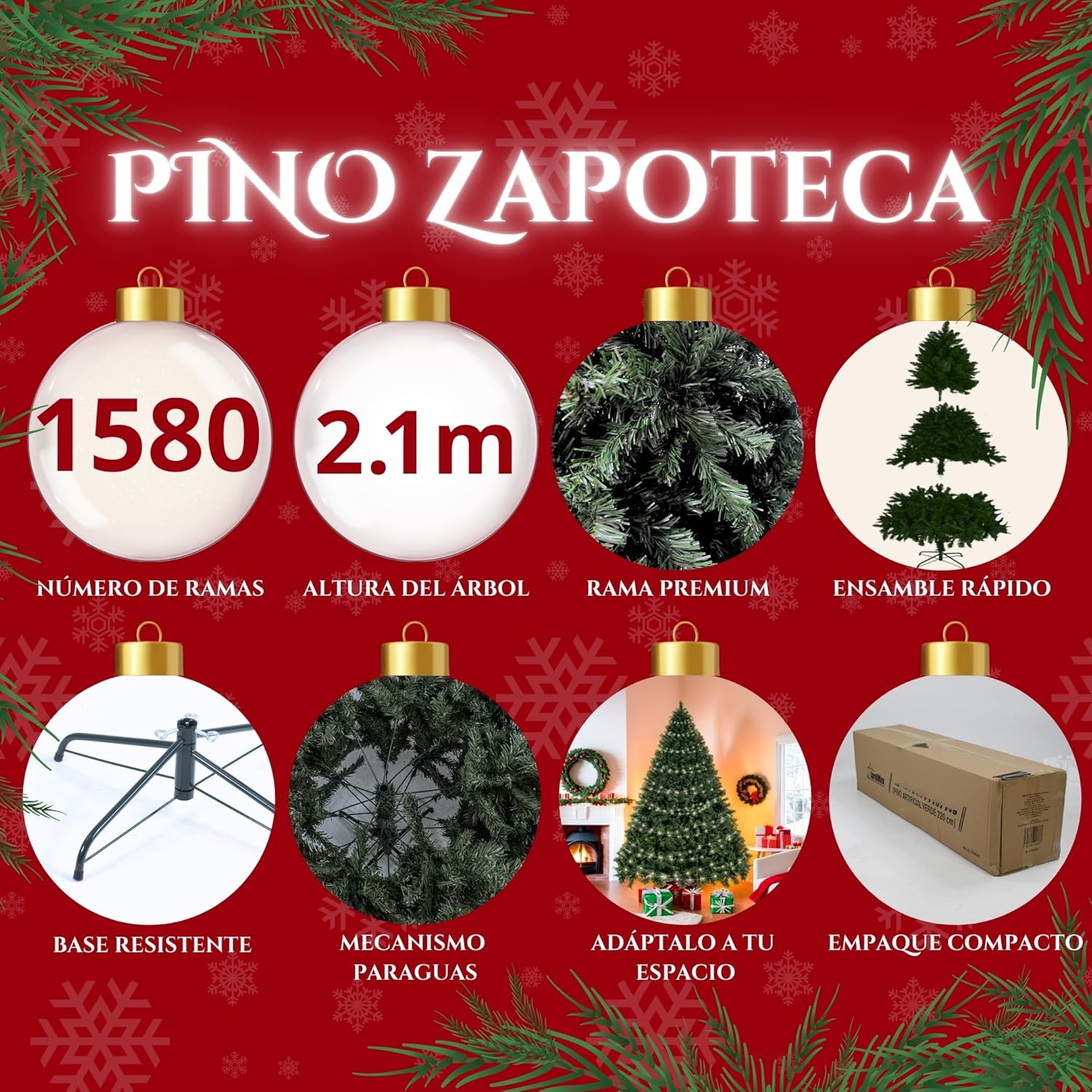 Jardimex Arbol de Navidad Oyamel Artificial 210 Cm Verde Frondoso Calidad Pino de Navidad Arbol Navideño Arboles de Navidad Artificial Pino Navideño Artificial