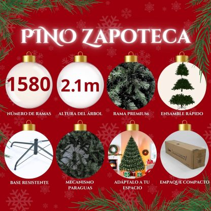 Jardimex Arbol de Navidad Oyamel Artificial 210 Cm Verde Frondoso Calidad Pino de Navidad Arbol Navideño Arboles de Navidad Artificial Pino Navideño Artificial