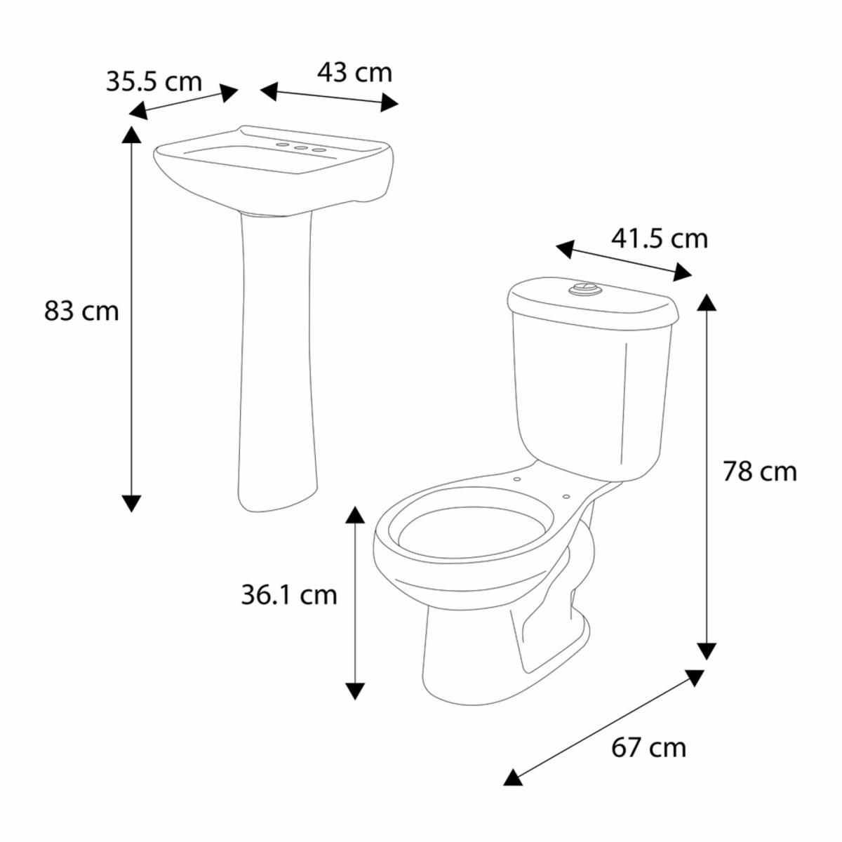 Juego de baño con lavabo doble FUTURA II de 2 piezas
