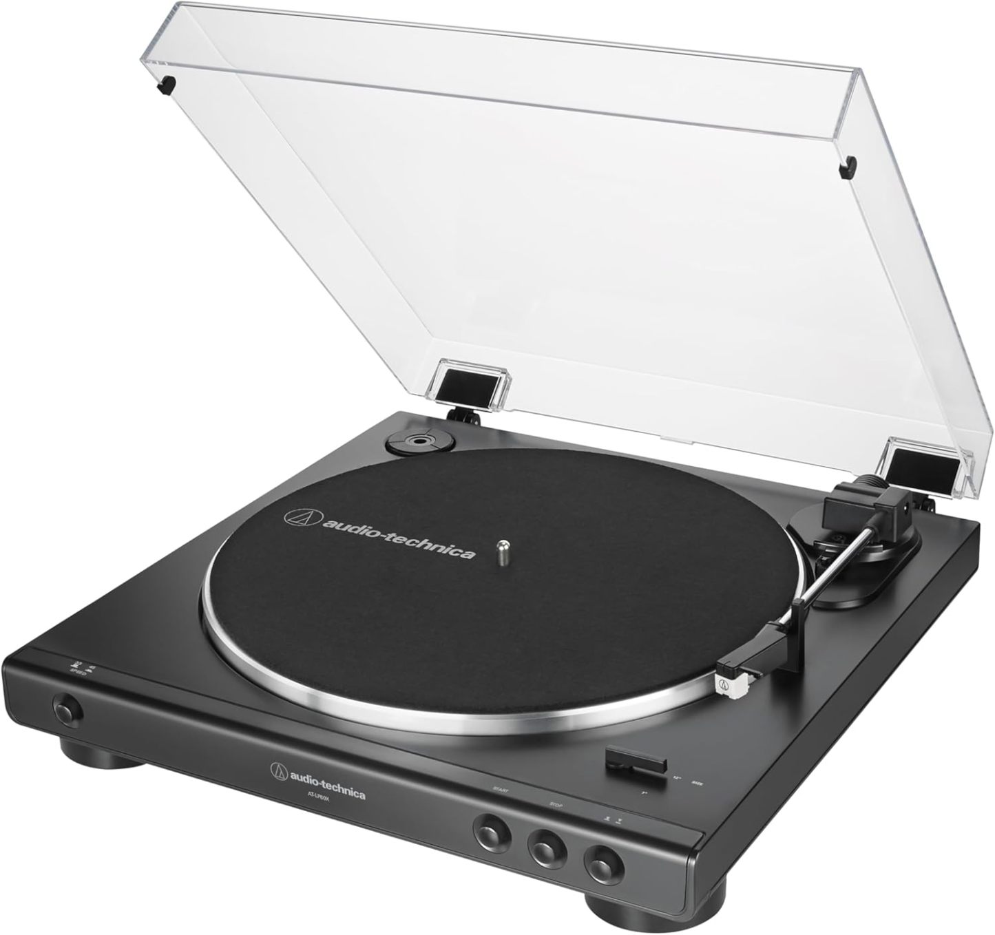 Audio-Technica - Tocadiscos AT-LP60X-BK totalmente automático con transmisión por correa, velocidades de 33/45 RPM (negro)