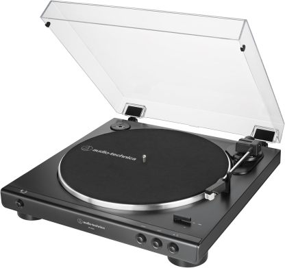 Audio-Technica - Tocadiscos AT-LP60X-BK totalmente automático con transmisión por correa, velocidades de 33/45 RPM (negro)