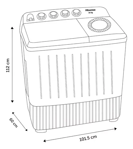 Lavadora Hisense Doble Tina 26 Kg Semiautomática Storm Wash Color Blanco