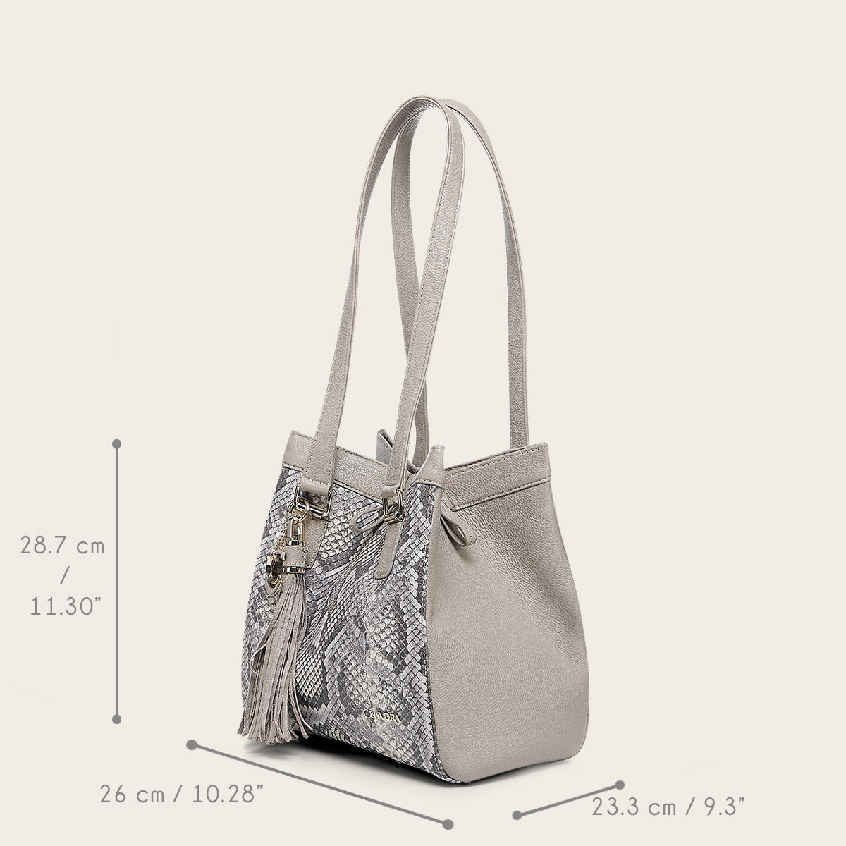 Bolso tote en piel genuina de pitón para dama