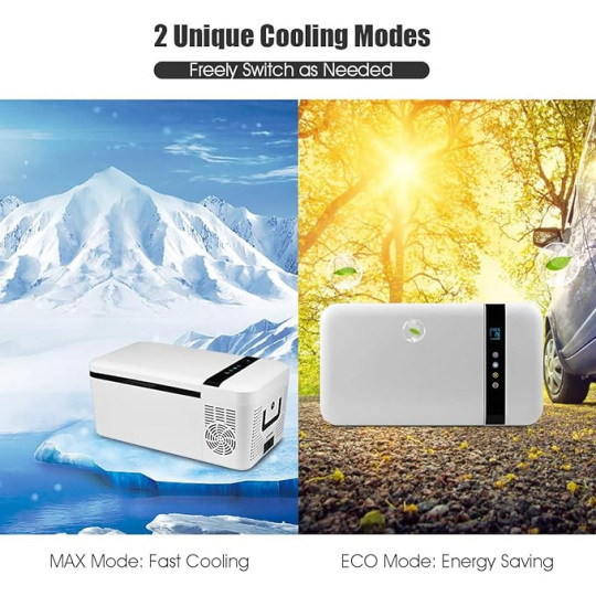 Compact Car Freezer, Portable Travel 12V Fridge, with Compressor, Double Handles, LCD Display Screen for Car and Home, Camping, Truck Party, Travel, Picnic Outdoor (16 Quart) - ONEDAYONLY™