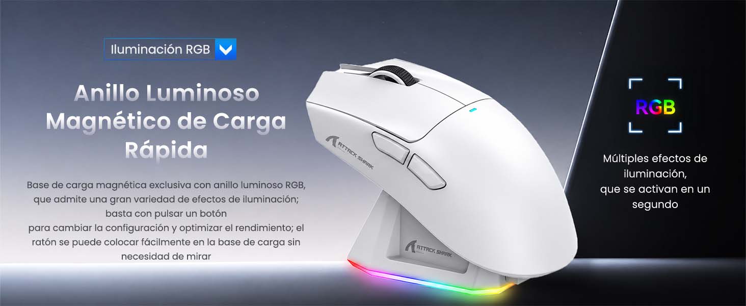 ATTACK SHARK X11 Mouse Inalambrico con Base de Carga RGB