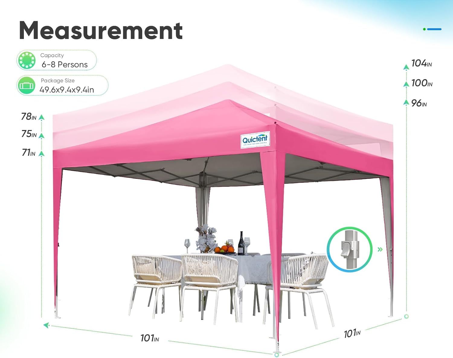 Quictent - Tienda de campaña desplegable de privacidad de 10 x 10 pulgadas con paredes laterales y ventanas ventiladas enrollables, configuración para una persona, fácil refugio para eventos