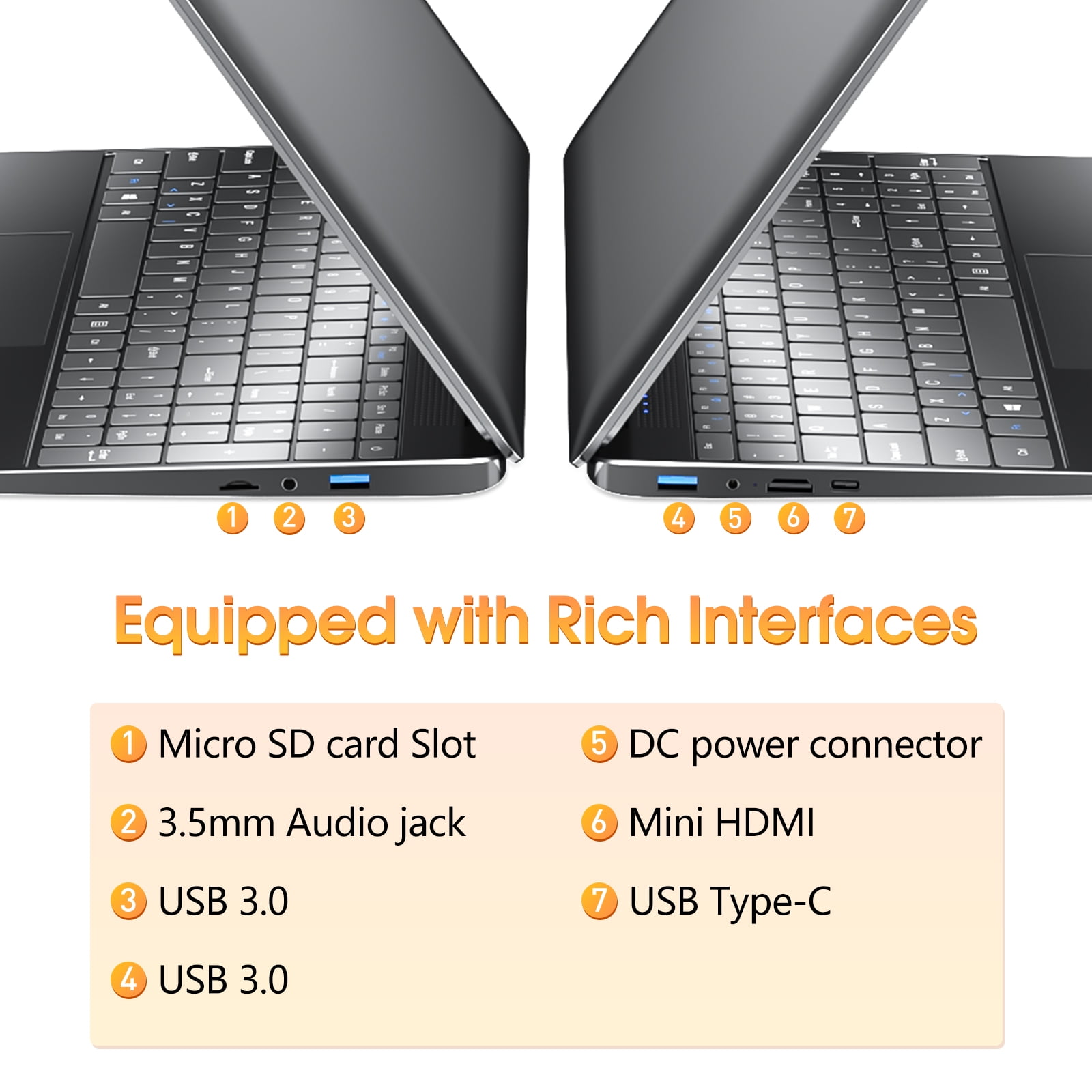 SGIN portátil de 15,6 pulgadas, 8 GB DDR4, 256 GB SSD, Windows 11 con procesador Intel Celeron de 4 núcleos, HD IPS 1366x 768