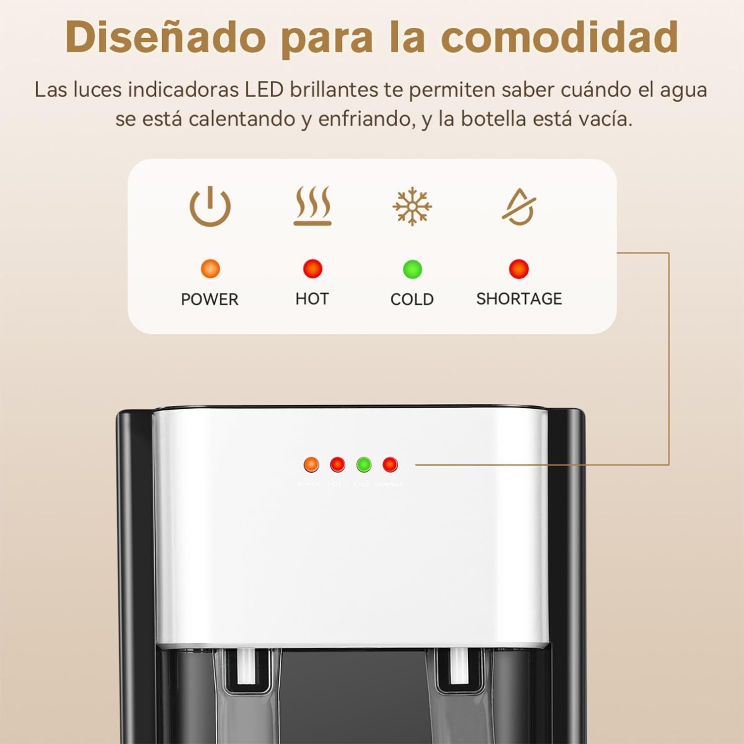 EEGVUY Dispensador de Agua Fría y Caliente, Despachador de Agua Garrafon Oculto, Dispensador De Agua Fría Caliente Eléctrico Enfriador Agua Apto para Botellas de 5 a 20 L - Blanco