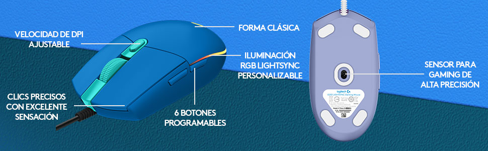 G203, Mouse G203, Logitech G203, Mouse Logitech, Mouse Gamer, Mouse Gaming, Mouse RGB para niña