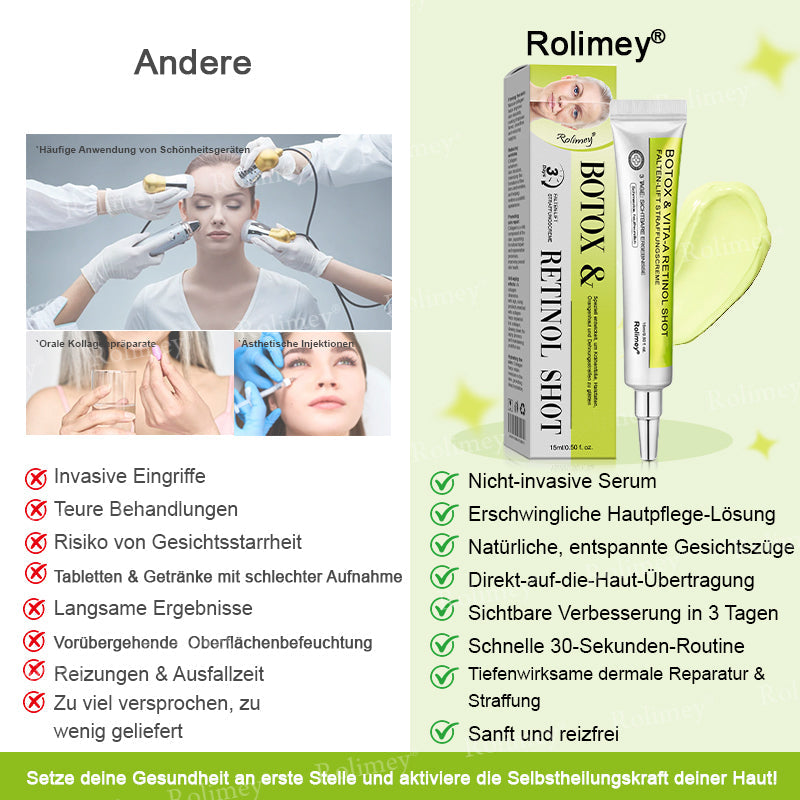 Rolimey® Retinol & Botox Shot ✓ Dermatologisch getestete Lifting-Creme