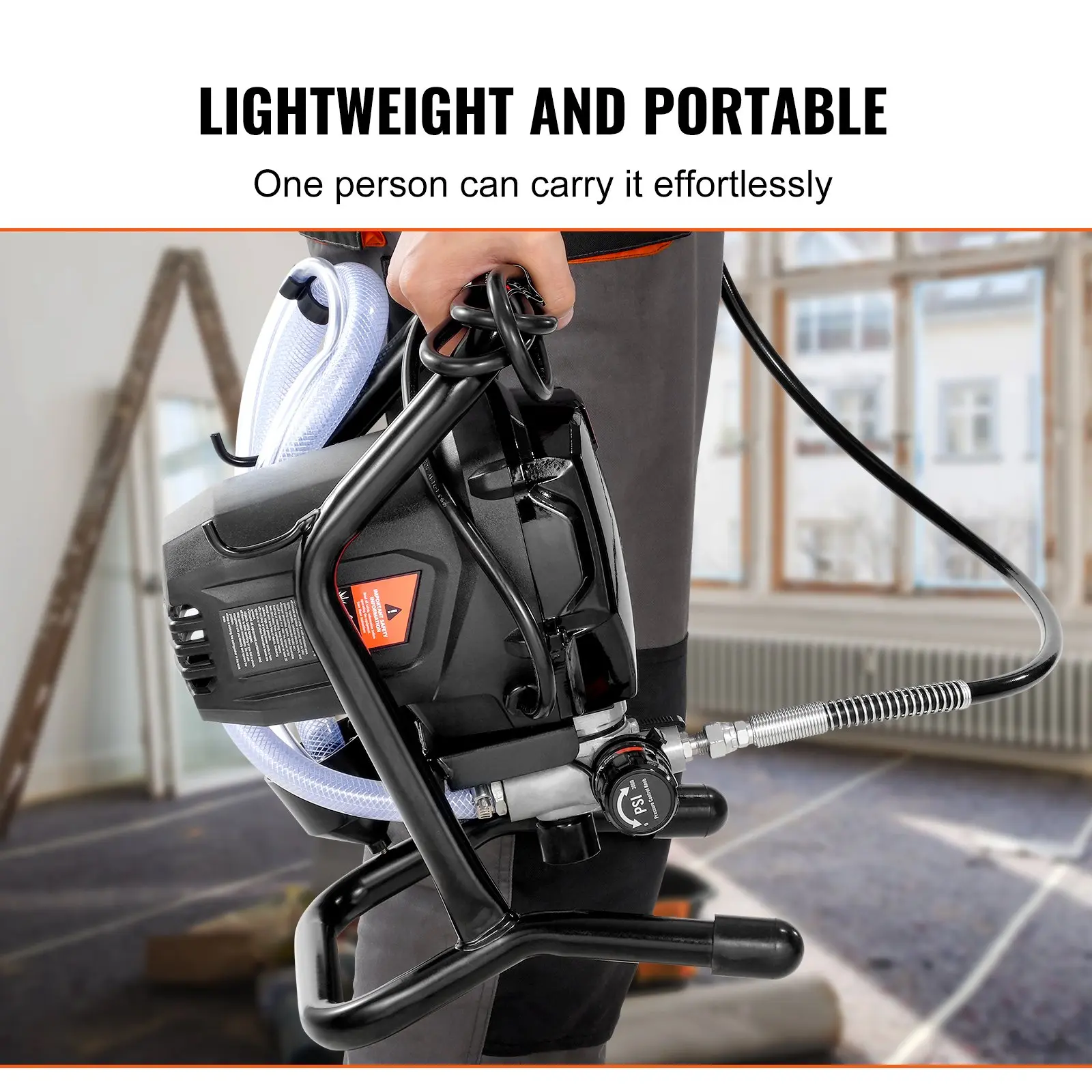 ⭐⭐Pulverizador vertical sin aire – 3000 PSI / 750 W, apto para pintar paredes interiores y exteriores, muebles y vallas | Pulverizador de mano con manguera(Garantía de 3 años)