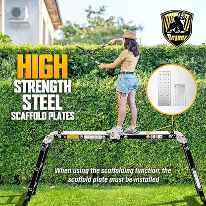 Bryner Escalera de extensión de aluminio 7 en 1, escalera, escalera, escalera, plegable, ajustable, telescópica, escalera, escaleras resistentes, cumple con SGS EN 131 estándar 550 libras-llave inglesa