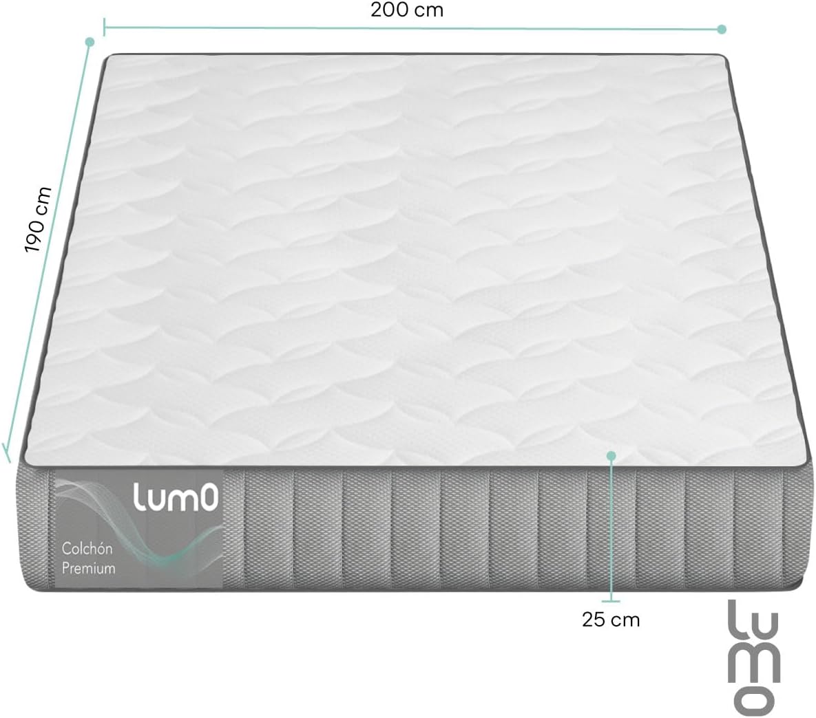 LUMO HOME Colchones Premium de Memory Foam Brinda Frescura al Dormir Anti Ácaros de Grosor Transpirable e Hipoalergénico Blanco (23 cm, Matrimonial)