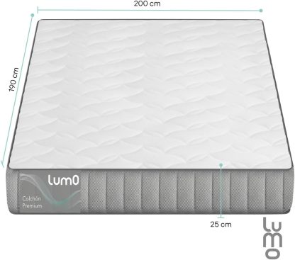 LUMO HOME Colchones Premium de Memory Foam Brinda Frescura al Dormir Anti Ácaros de Grosor Transpirable e Hipoalergénico Blanco (23 cm, Matrimonial)