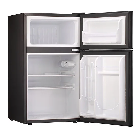 R.W.FLAME Puerta doble 3.2 Cu. Pie. Frigorífico compacto Mini frigorífico con congelador