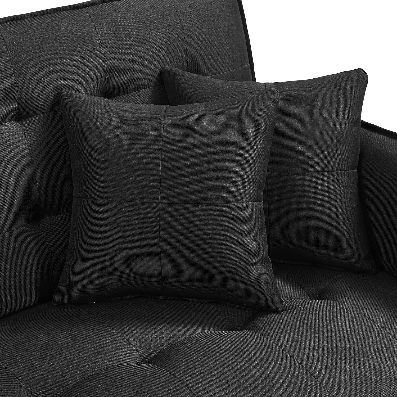 Yaheetech Sofá Cama Convertible Moderno futón sofás, Cama Plegable y Abajo, Tela de Lino reclinable para Sala de Estar, Color Gris