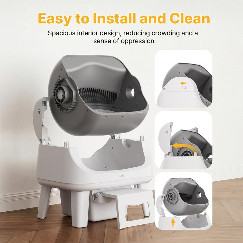 PetPivot AutoScooper 12 Lite Open Top Self Cleaning Cat Litter Box, Automatic Litter Box with 7 Pairs of Safety Sensors, Anti-Pinch Protection, Easy Access Step for Senior Cats SummerVibes petlovers