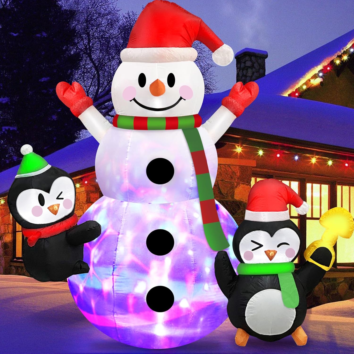 Danxilu 1.83M Arbol de Navidad Inflable con Papá Noel Perro Decoraciones al Aire Libre, Inflables Navidad Arbol Santa Claus para el Patio Inflables Navideños Decoración Iluminada con Leds