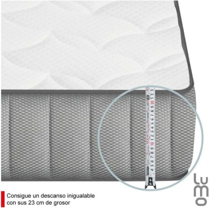 LUMO HOME Colchones Premium de Memory Foam Brinda Frescura al Dormir Anti Ácaros de Grosor Transpirable e Hipoalergénico Blanco (23 cm, Matrimonial)