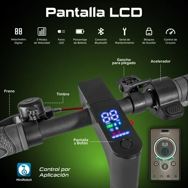 Scooter Eléctrico Monopatin Plegable E-Be 30km Luz Led 350w Blanco